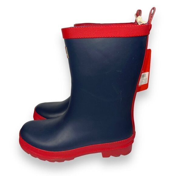 Hatley Navy & Red Rain Matte Boots RB0NAVY307 Youth 13 - Picture 2 of 10